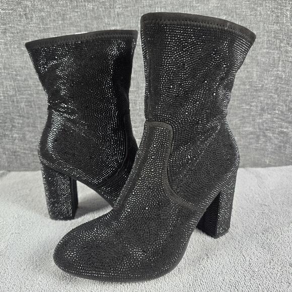 Torrid Black Glass Embellished Stretch Boots Size 10WW Sparkle Glam Party - Picture 1 of 10